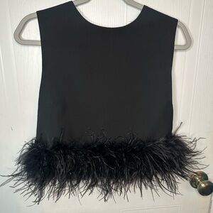 Black Feather Trim Top
